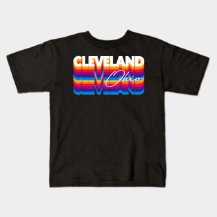 Cleveland Ohio // Retro Typography Design Kids T-Shirt